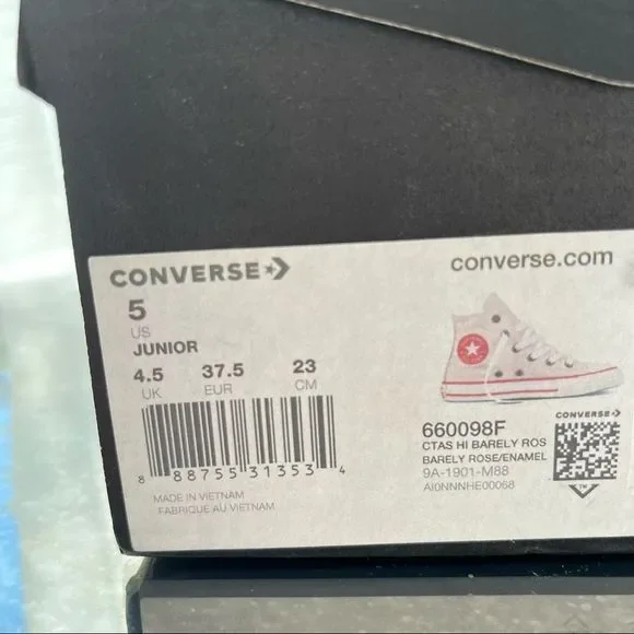 Girls' Converse Chuck Taylor All Star High-Top Sneakers  Pink Sizes NIB #660098F - Picture 11 of 11